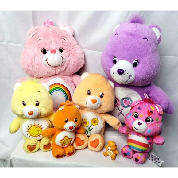 Care Bears Other - Care Bear Plush Lot 8 Vintage to Modern Tie Dye Cheer Share Friend Rainbow Color